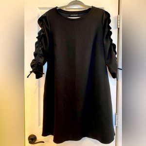 Lane Bryant Little Black Dress With Ruched Sleeves Size 14/16
